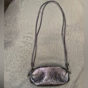 Zara Shiny Silver Clutch Bag